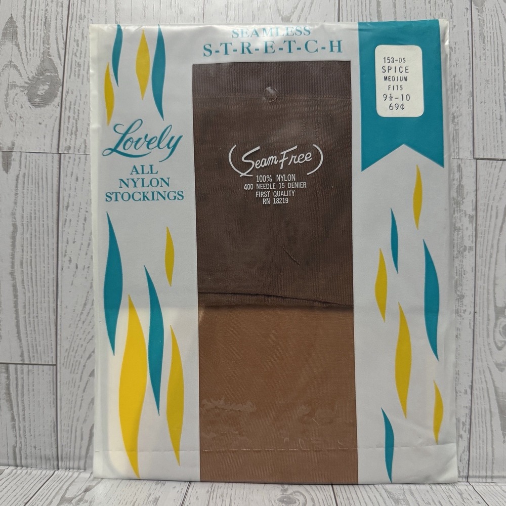Vintage Stockings 1960s "Lovely" Brand Size‎ Medium Spice Brown 9.5-10